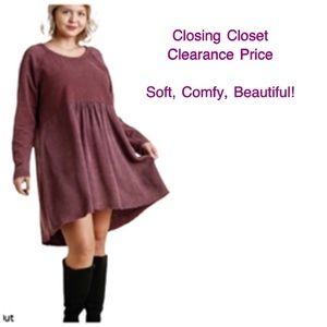 CLEARANCE- XL Umgee Women’s Tiered Linen French Terry Dress